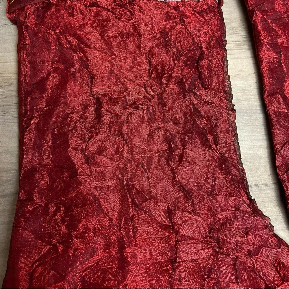 Set of 2, Red/Gold‎ Beaded Christmas Stocking 18
